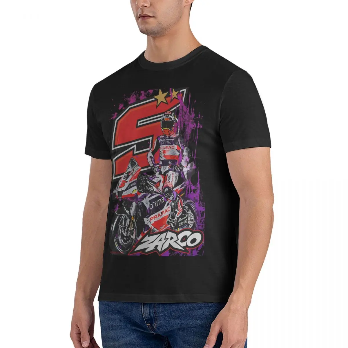 Vintage Johann Zarco Number 5 Racing T-Shirt Men Round Collar Pure Cotton T Shirt MOTO The GP Short Sleeve Tee Shirt 6XL Tops