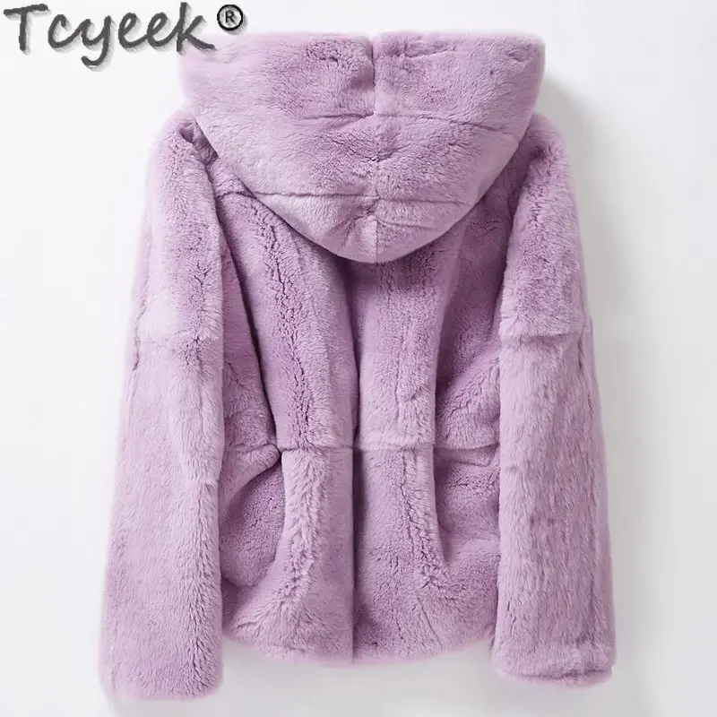 

Tcyeek 2023 Fashion Rex Rabbit Fur Coat High-quality Real Fur Coat for Woman Elegant Winter Warm Jacket Women's Clothing Jaqueta