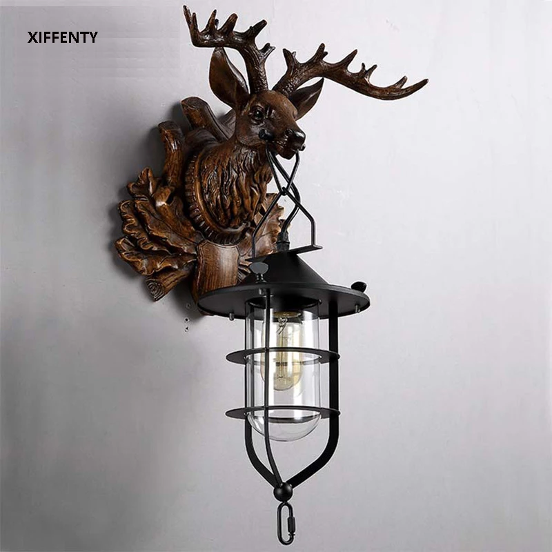 Deer head wall lamp LED dining room lamps living room bedroom bar aisle interior decoration lamps