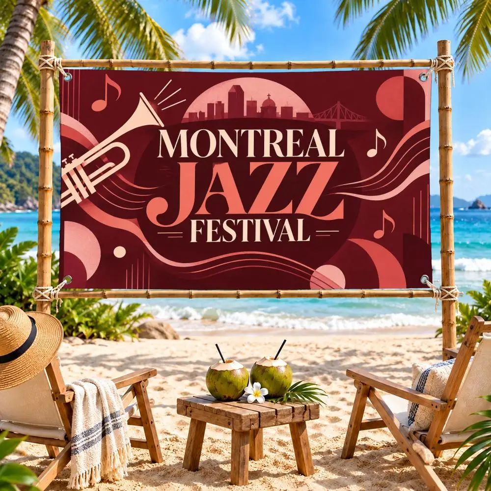 Montreal Jazz City Music Festival Flags Polyester Digital Printing Banner for Wall Art Out Door Decoration