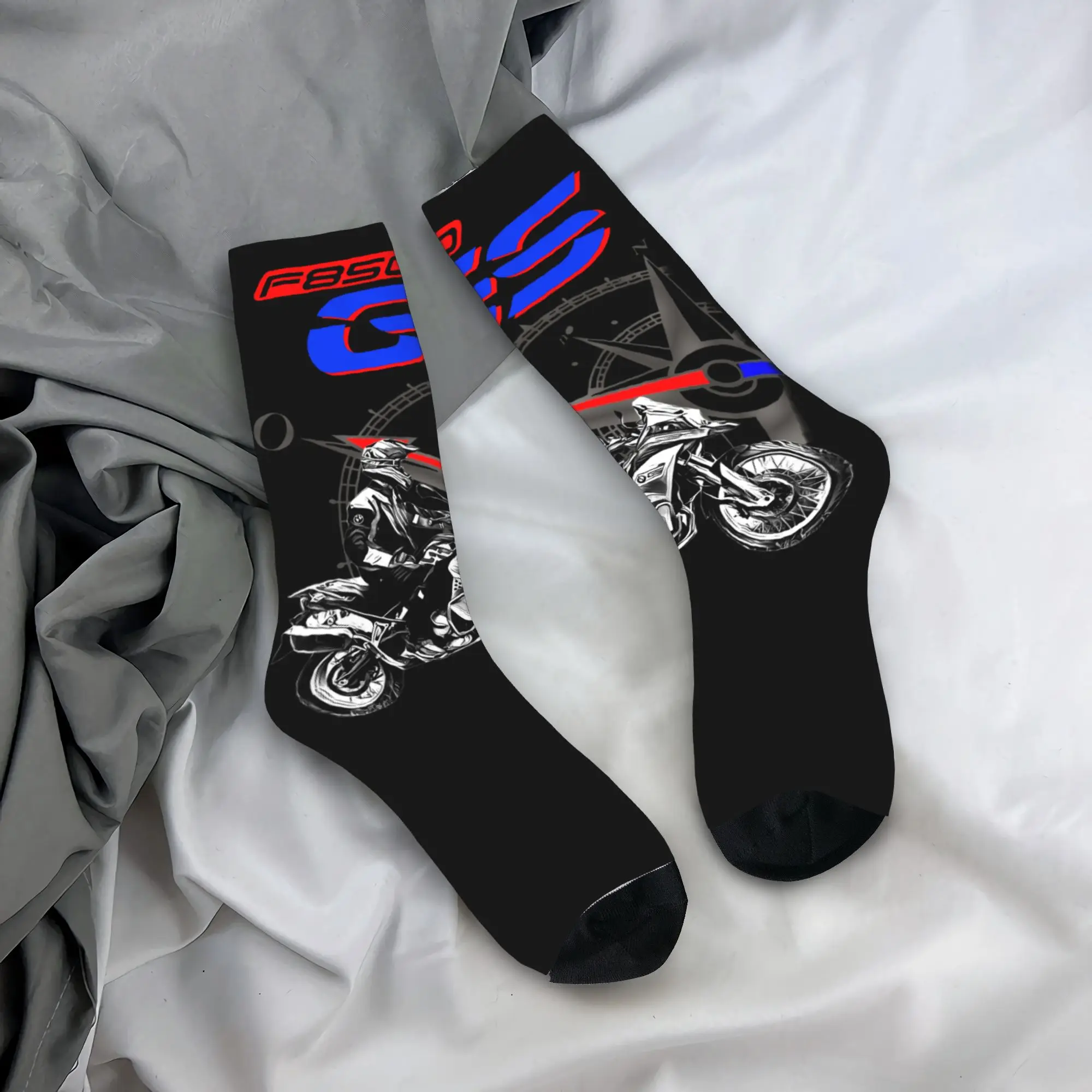 

Custom Fashion Printed GS Motorcycle Adventure Socks for Men Women Stretchy Summer Autumn Winter Motorrad Biker Crew Socks