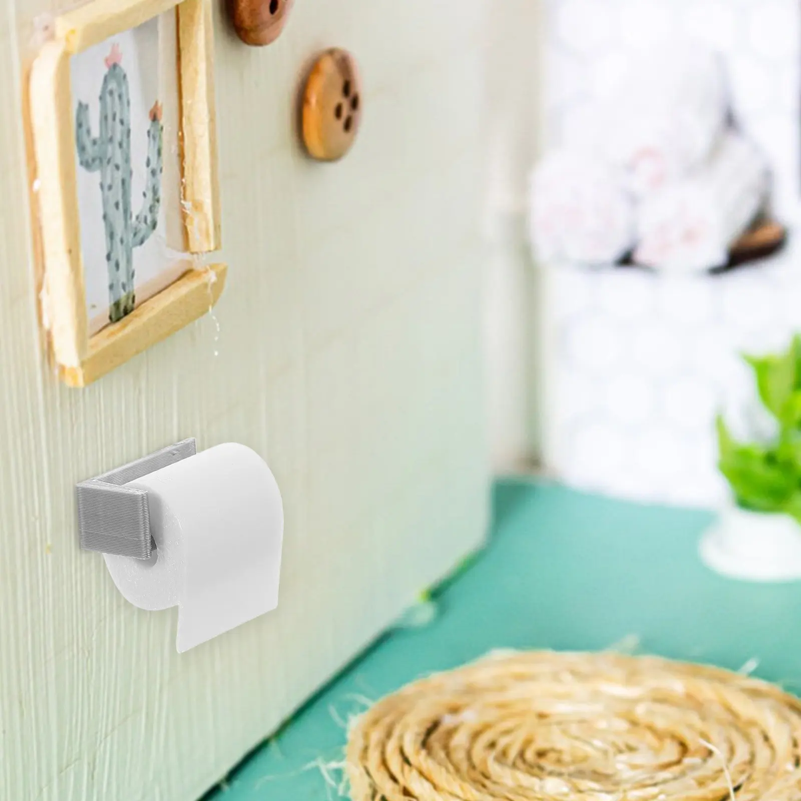10Pcs Miniature Paper Towel Holder Set Realistic Toilet Roll Rack Bathroom Kitchen Accessories for Dollhouse Scene Mini