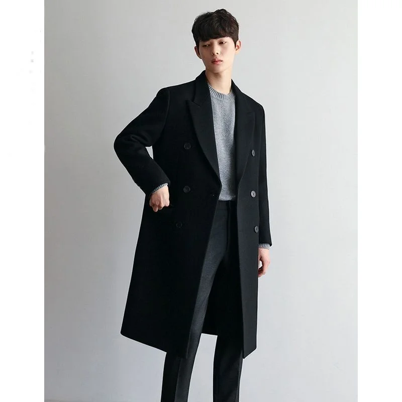 

Мужской длинный зимний плащ из шерсти в стиле киберпанк, дышащий, асимметричный, модный, французский, с капюшоном, фиолетовый, Ins