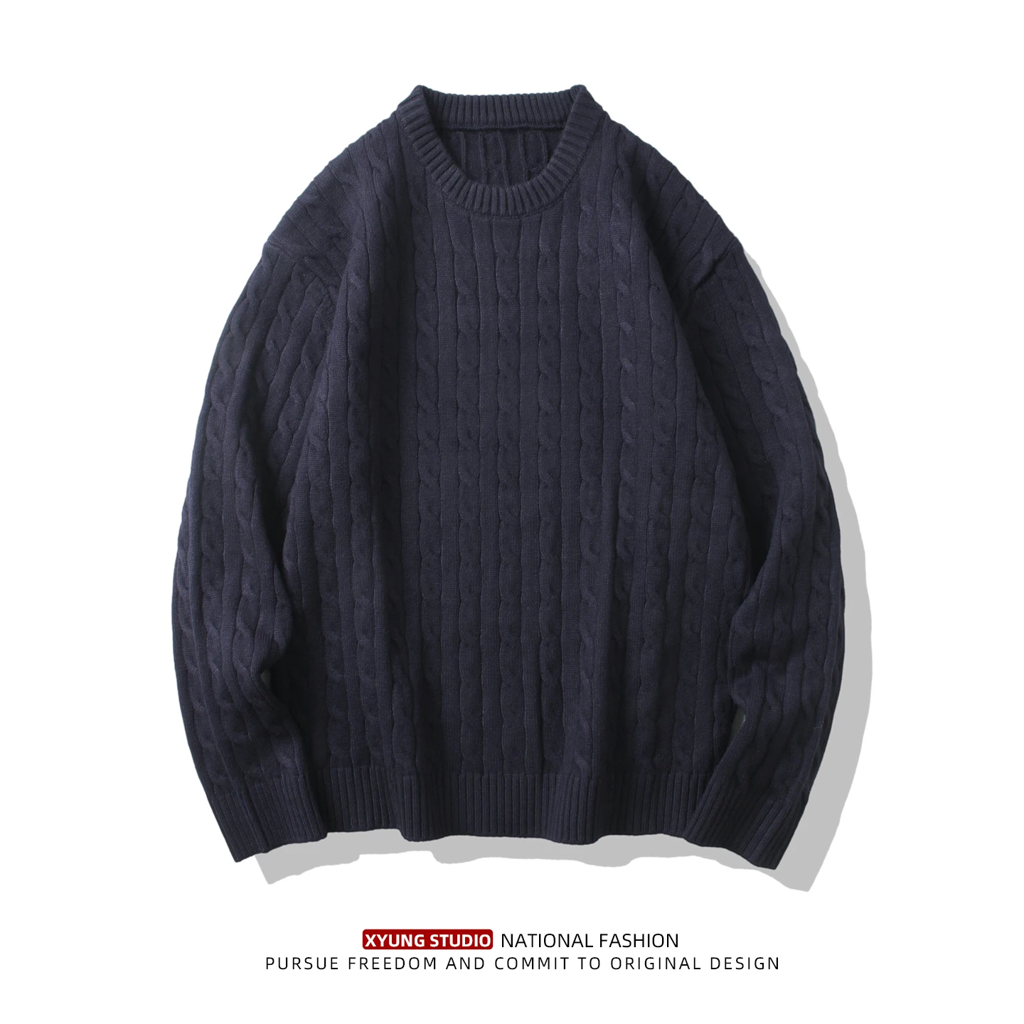 

Men's Thiened Warm Knitted Sweater round Ne Loose Fit Classic Sle Base irt Trendy Ciwalk Campus Date Casual Wear