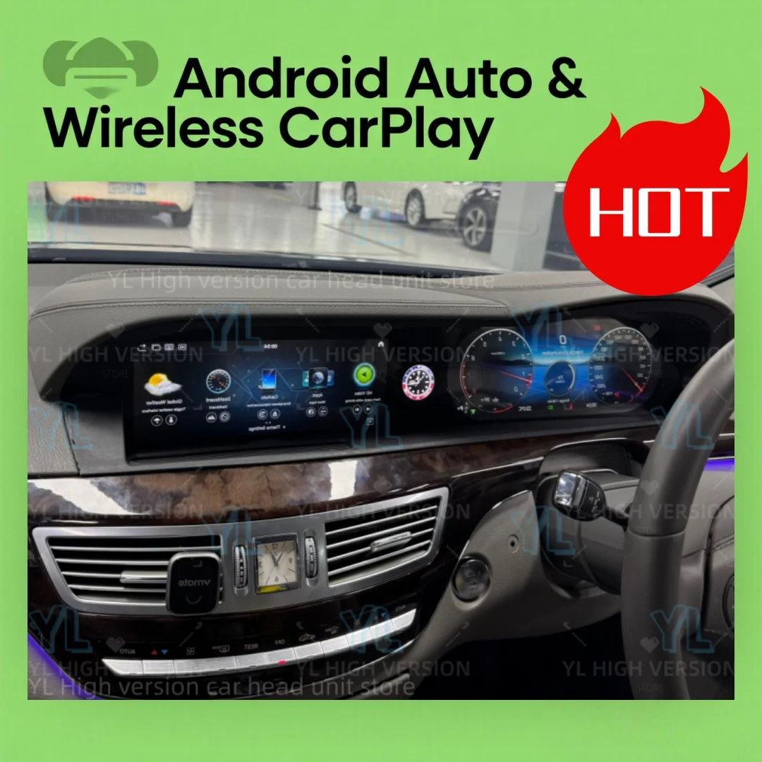 CY 3-in-1 Integrated LCD Dual Screen For Benz S Class W221 S250 2006- 2013 Carplay Android Auto Media Video Player GPS Car Radio