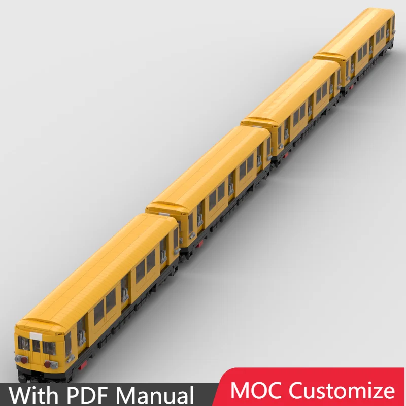 NIEUWE 884 STUKS Creatieve Gele Metro Trein Technische Bakstenen Aanpassen Model Display Blok Speelgoed Voor Kinderen DIY Montage Verrassingsgeschenken