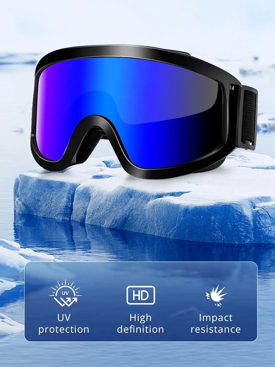 نظارات التزلج على الجليد مع حماية من الأشعة فوق البنفسجية 400 - خوذة مضادة للضباب متوافقة مع عربات الثلج والتزلج على الجليد والتنزه سيرًا على الأقدام #2