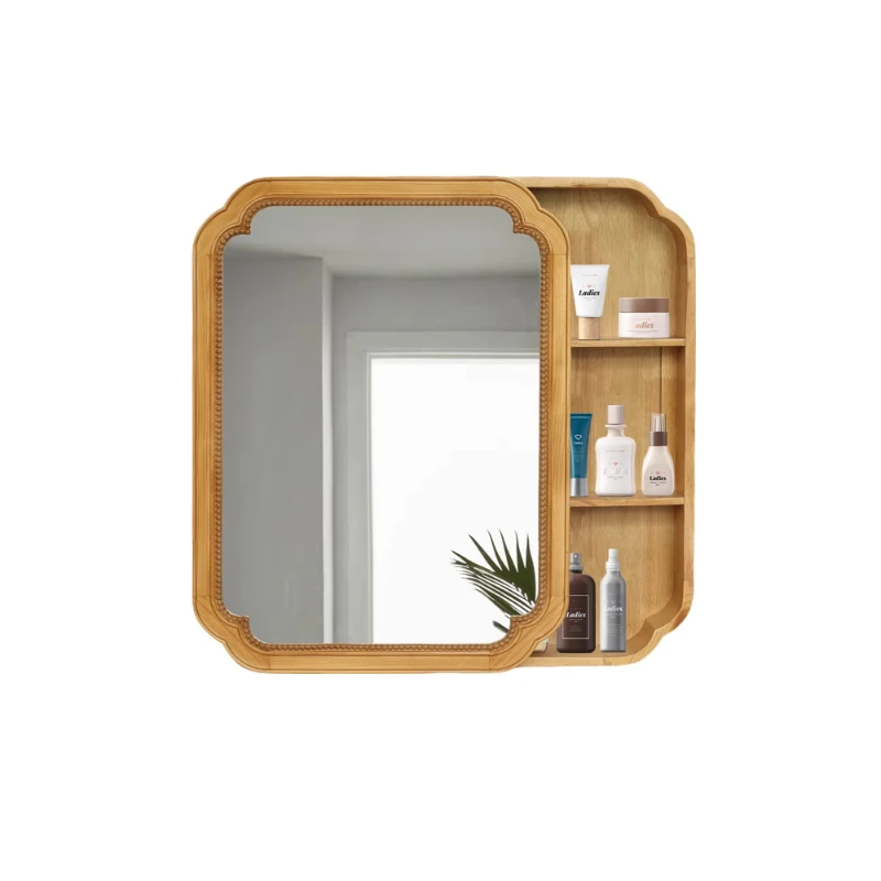 

31.5 x 23.82 wood-framed wall-mounted mirror cabinet with storage rack, bathroom, living room medication mirror