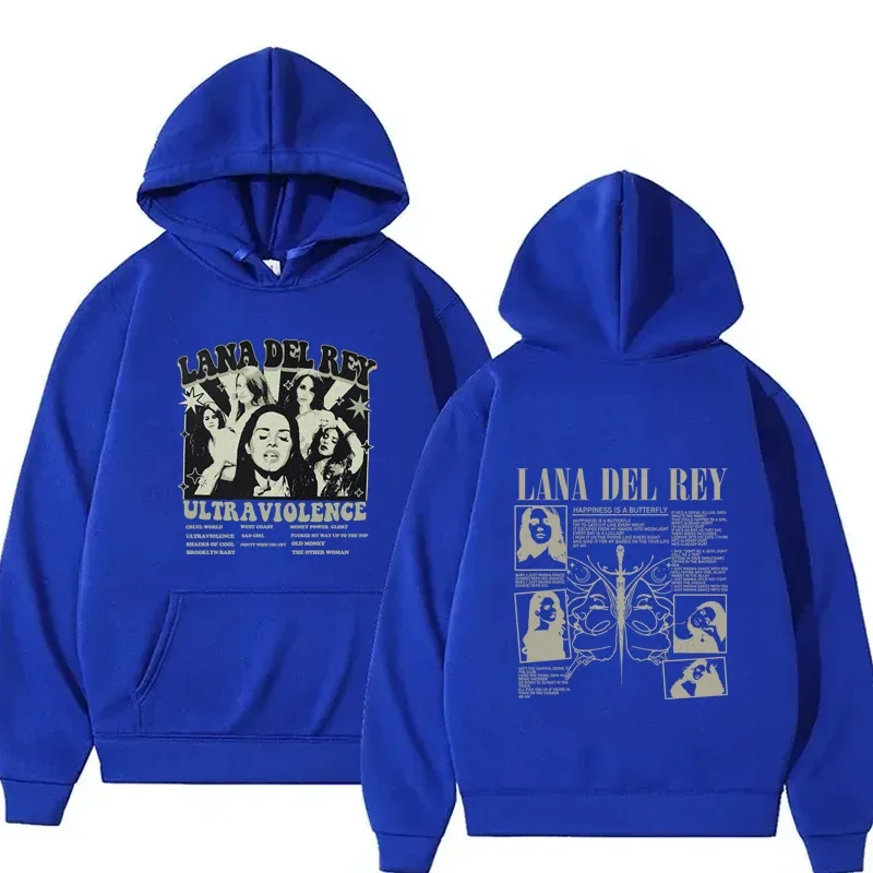 لانا ديل ري موضة مطبوعة الهيب هوب هوديي الرجال الخريف الشتاء المرأة عادية خمر كم طويل كنزة صوف بلوزات