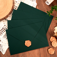 10pcs Tactile Dark Green Envelope Set - Sealing Wax Vintage Envelopes for Greeting Cards Invitations for Holiday Party Gifts