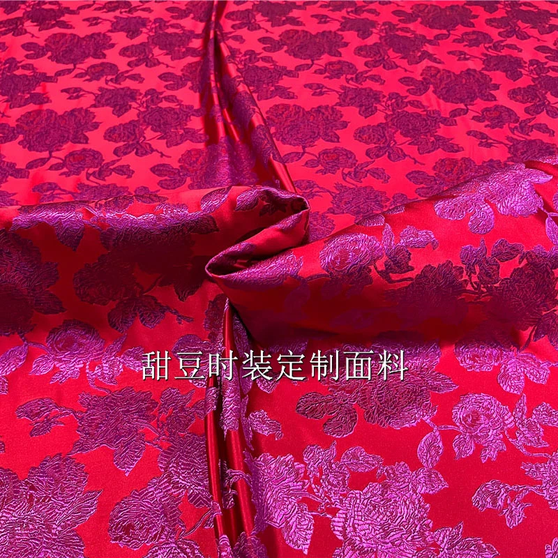 Brocade Jacquard Fabric Dyed Polyester Material Dress Cheongsam Clothing Apparel Sewing By The Meter Wholesale Cloth