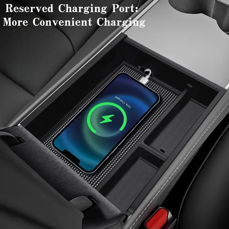 For Mazda 6e Mazda EZ-6 2024 2025 2026 Armrest Box Storage Box With Silicone Pad Modified Central Control Wireless Charging Pad