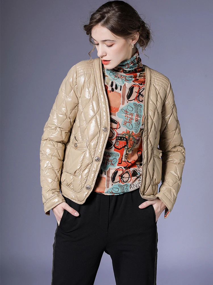 Fashion Trend Loose Casual Light Warm Pocket Overcoat Female Plus Size Short Women\'s Winter Puffer Down Jacket