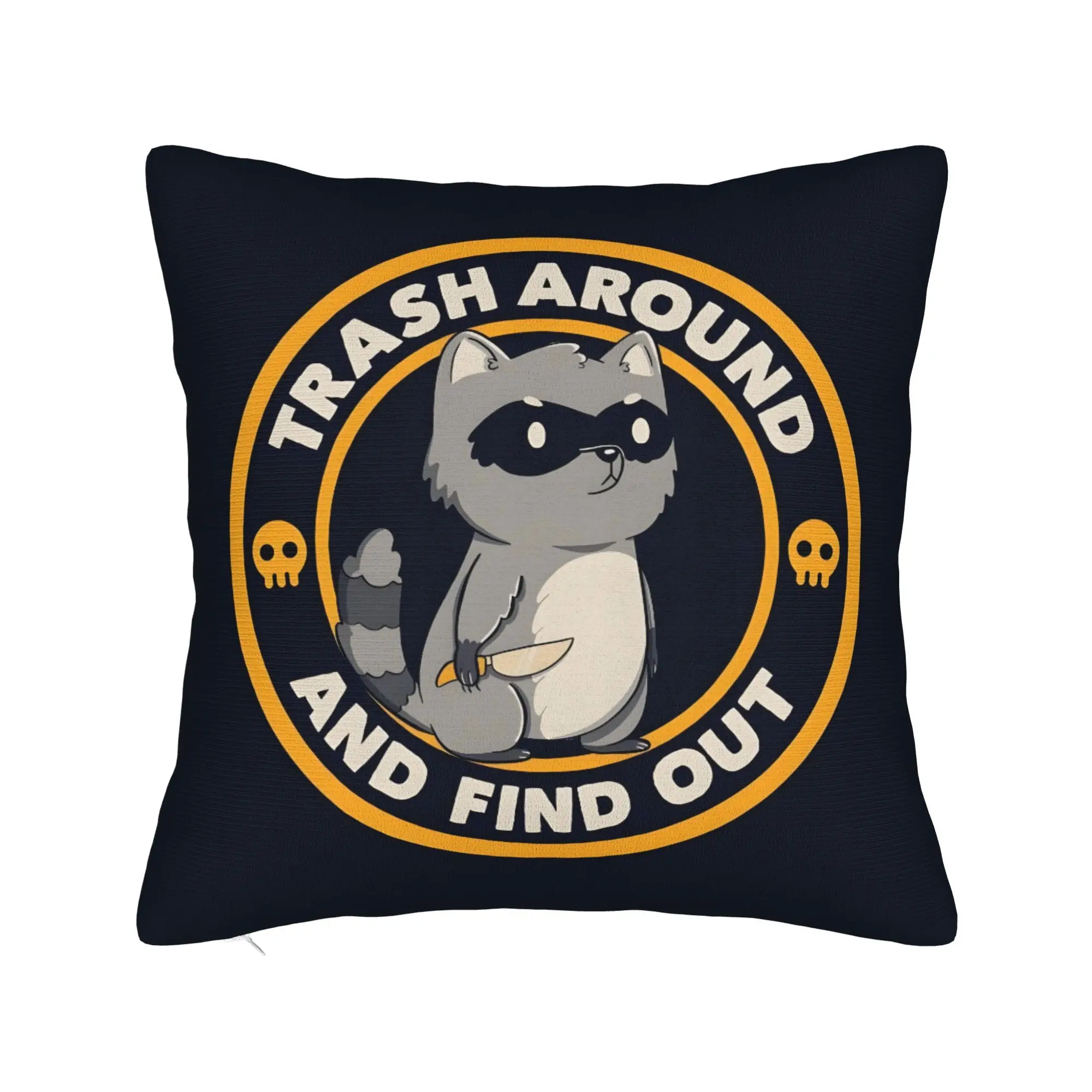Trash Around Raccoon Pillow Covers Sofa Bandit Badge Modern Cushion Cover Car Pillowcase