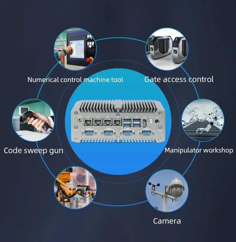 Imagem -05 - Mini Computador Fanless Industrial do pc Núcleo i5 8250u de Intel 4x Intel I211 6com Rs232 485 Gpio Ddr4 32gb Windows 10 Wifi 3g 4g Lte