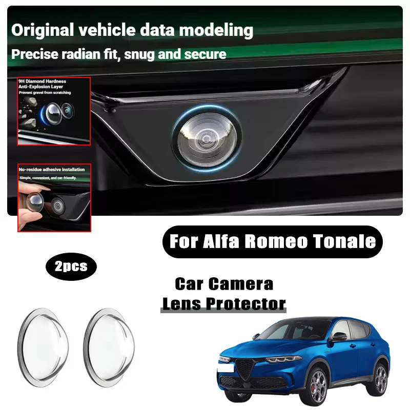 2PCS car camera lens protective cover For Alfa Romeo Tonale rearview reversing camera protective cover 360°camera protection