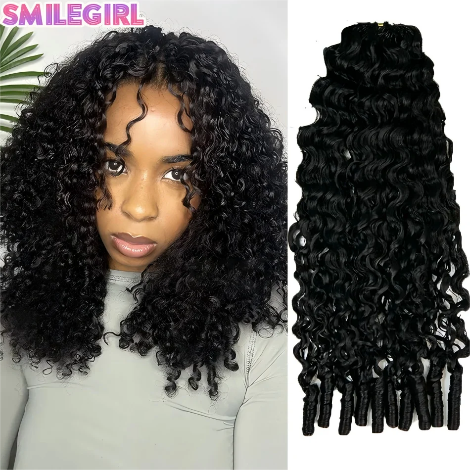 Lots de Cheveux Humains Bouclés Birmans Ondulés Effet Eau, 3 Bundles, Noir Naturel, 20-22 Pouces, Cheveux Vierges 100% Non Traités pour Femmes