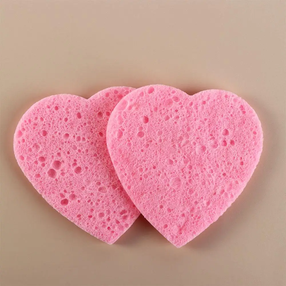 10 Pieces Pink Cosmetic Puff Heart Shaped 7mm Makeup Remover Tool Natural Face Washing Cleansing Sponge Compressed Sponge Travel