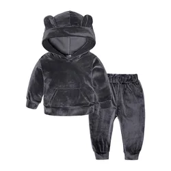 New Born Baby Package Toddler Kid Baby Girls Boys Long Sleeve Solid Hoodie Tops+Pants Outfits Clothes Baby Niece