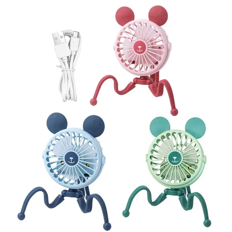 Rechargeable Stroller Fan Octopus Handheld Personal Stroller Fan Electric Tripod Clip-On Cart Fan Silent For Treadmill Use