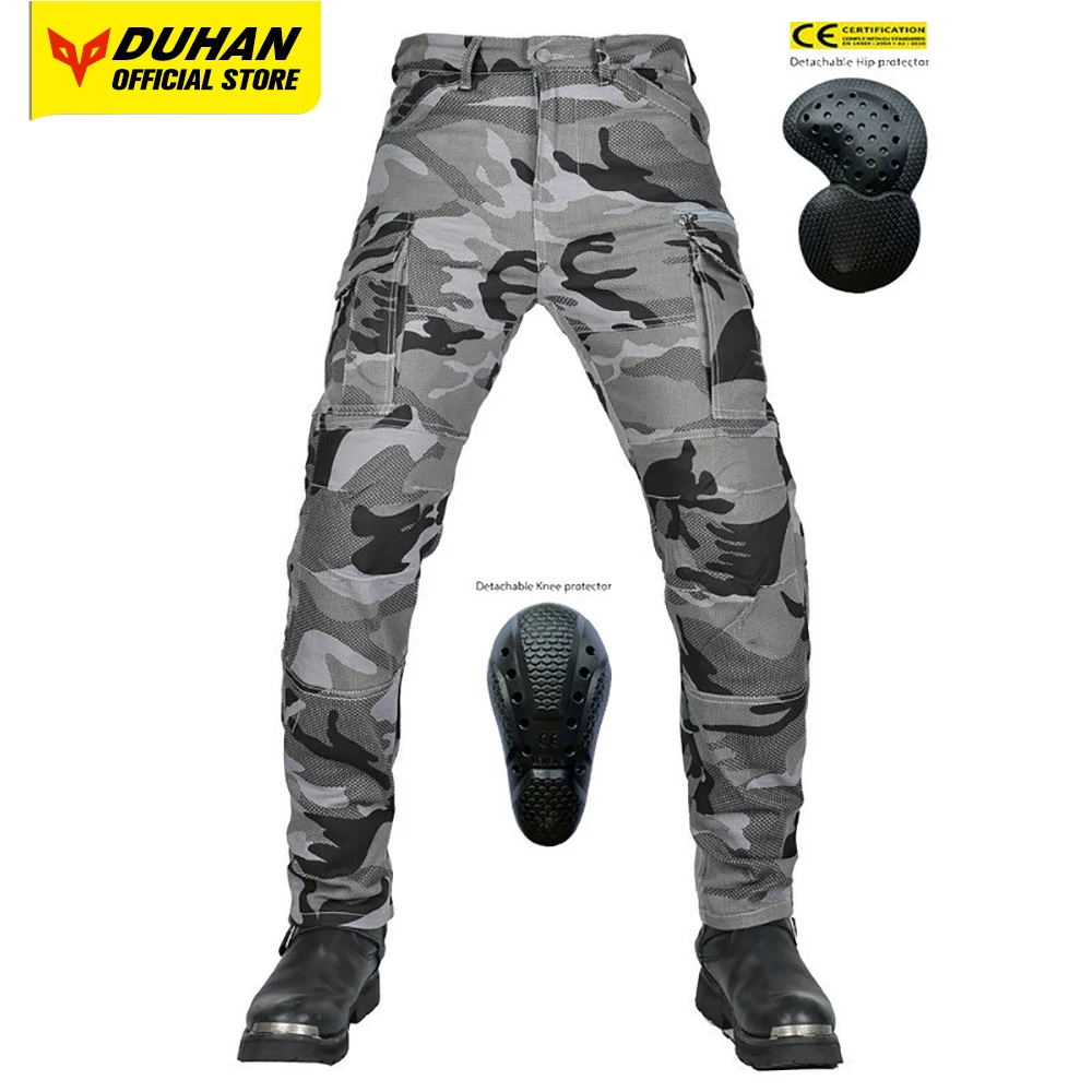 Camouflage Motorcycle Pants Multi Bag Breathable Casual motorbike Pants Men Removable CE Certified Protector