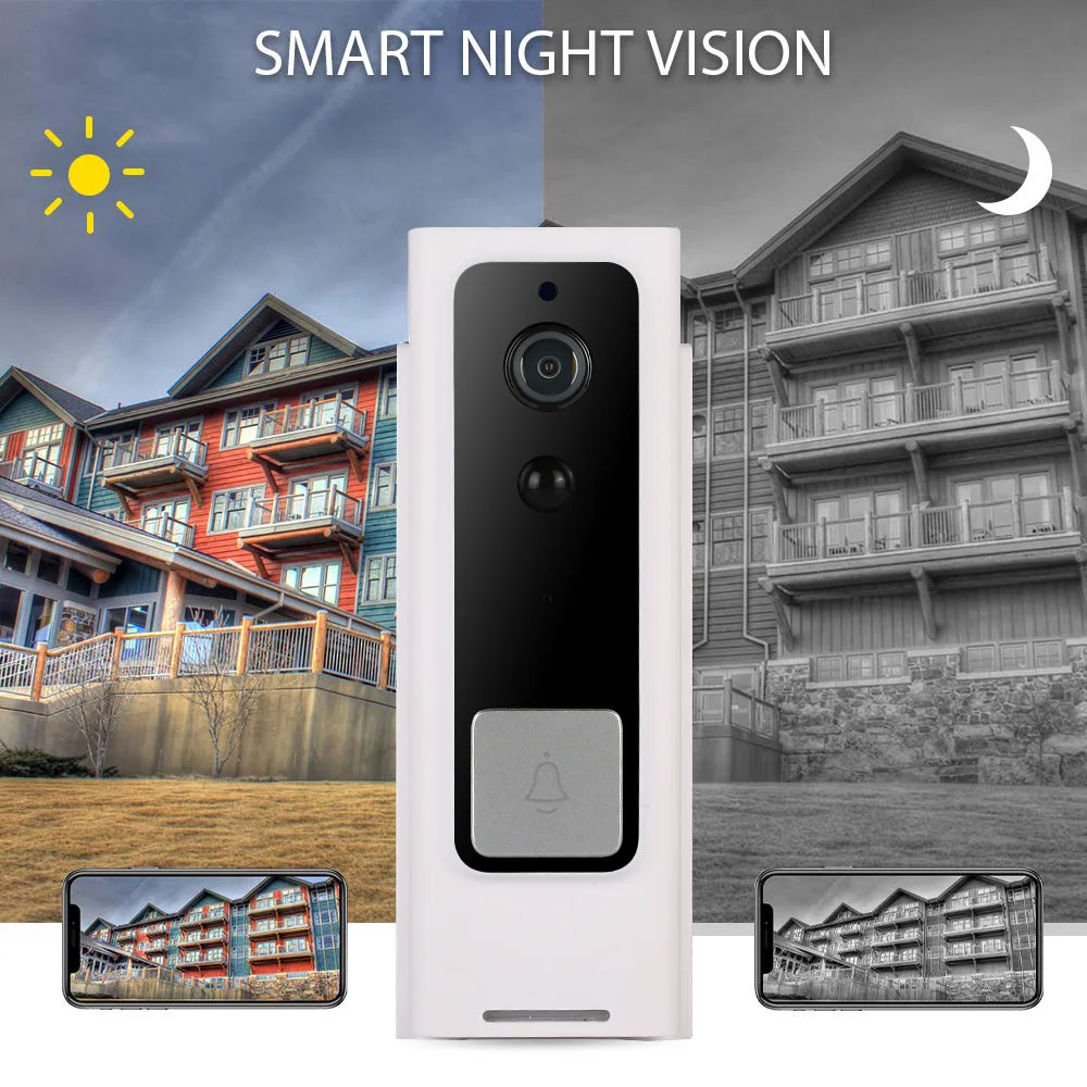 Energia da bateria longo tempo de espera wi fi campainha sem fio intercom vídeo porta telefone com carrilhão usb visualizador visual da porta