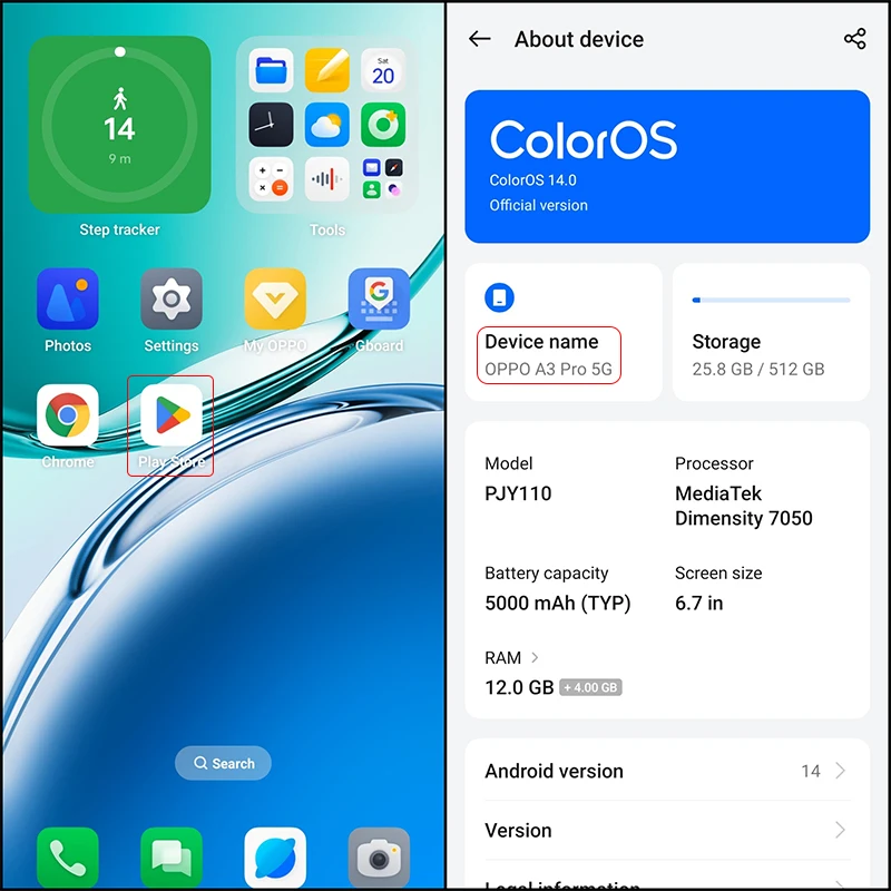 ใหม่ OPPO A3 Pro 5G โทรศัพท์ขนาด 7050 Google Play 5000mAh แบตเตอรี่ 67W SuperVOOC 6.7 นิ้ว OLED 120Hz 64MP กล้อง OTA Update