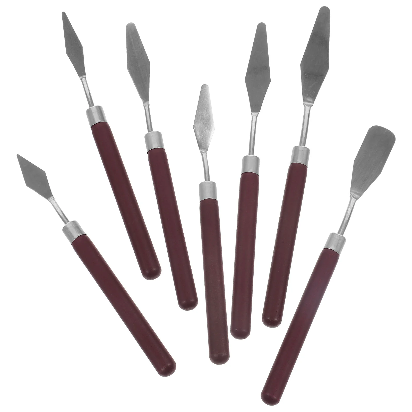 7 Pcs Oil Paint Scraper Metal Painting Tools Shovels Pigment Tray Scrapers Wood Mixing Supplies