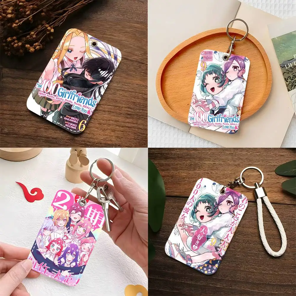 The 100 G-Girlfriends Who Really Love You Card Case Keychain Access Card Bag Key Tag Ring Leather Card Holder Key Ring Access