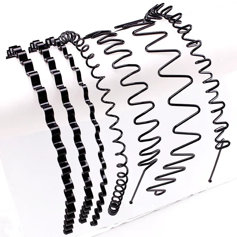 1/8Pcs Unisex Non Slip Black Metal Spiral Wave Headband Men Women Flexible Sports Hair Band Accessories Hair Band Accessories