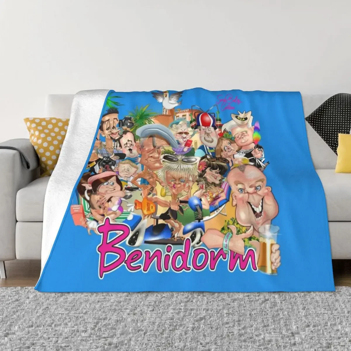 

Benidorm! Throw Blanket Decoratives Weighted Cute Plaid Sofas Blankets