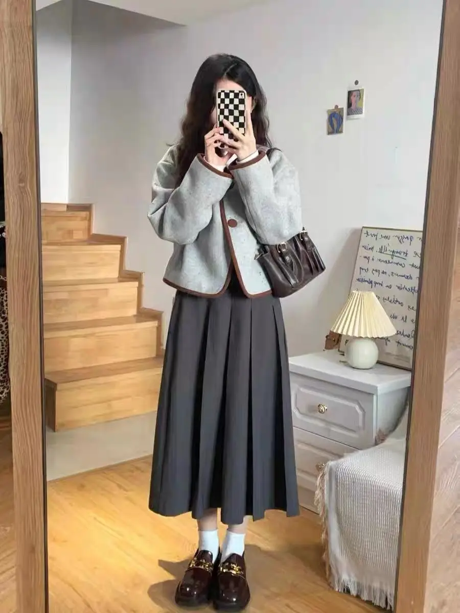 Small Perfume Style Gentle Goddess Model Cardigan Flesh Covering Half-body Skirt Two-piece Set 2023 Autumn New Women's Clothing