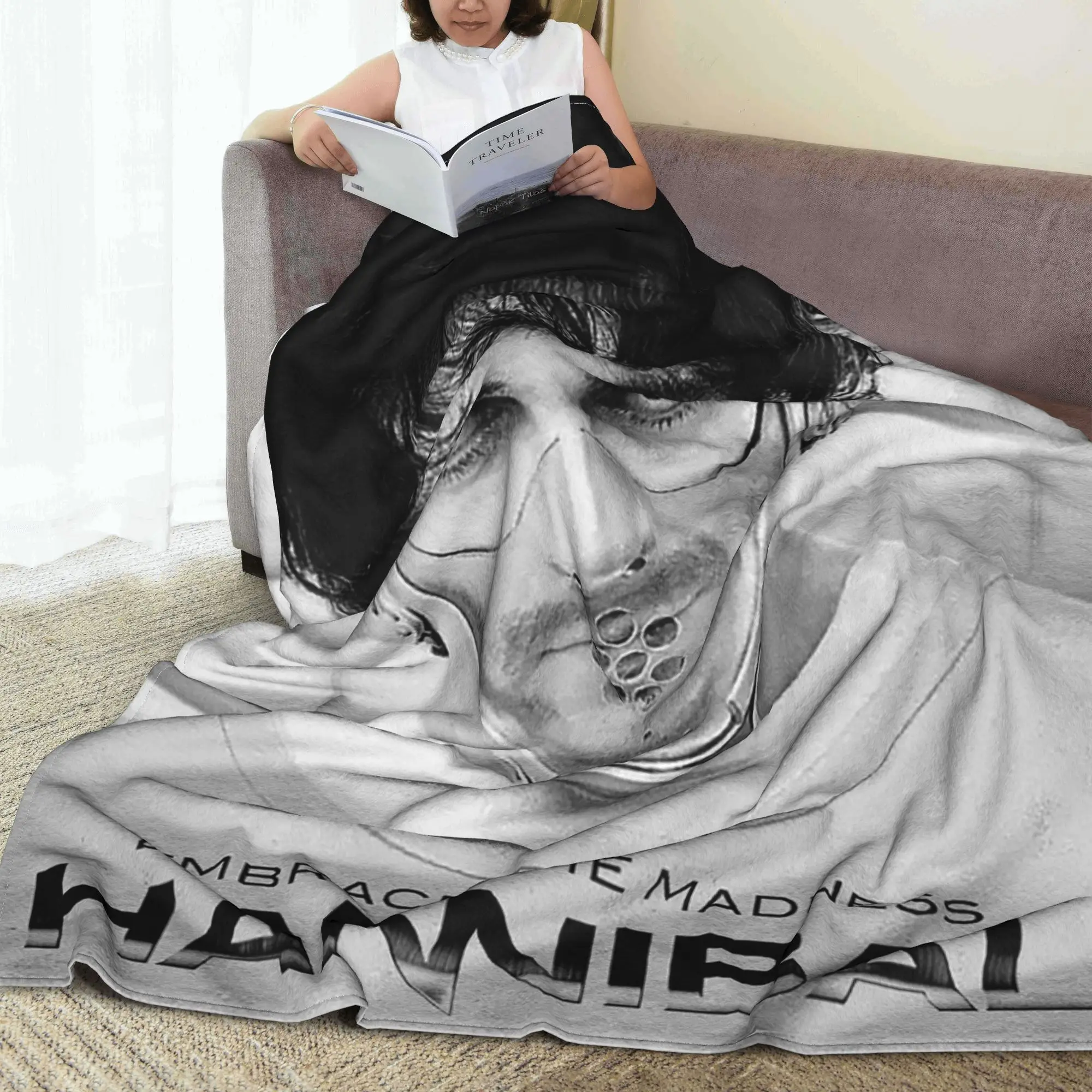 Hannibal Mads Mikkelsen Horror Movie Merch Blanket Multi-function Fleece Sofa Throw Blanket for Bedroom Throws Bedspread Quilt
