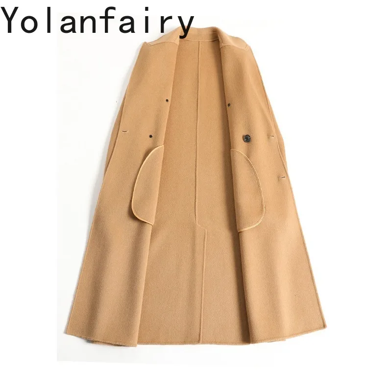 YOLANFAIRYDouble-faced 100% Wool Jacket for Man High Quality Fall Winter Wool Coat Men Clothing Fashion Double-breasted Overcoat
