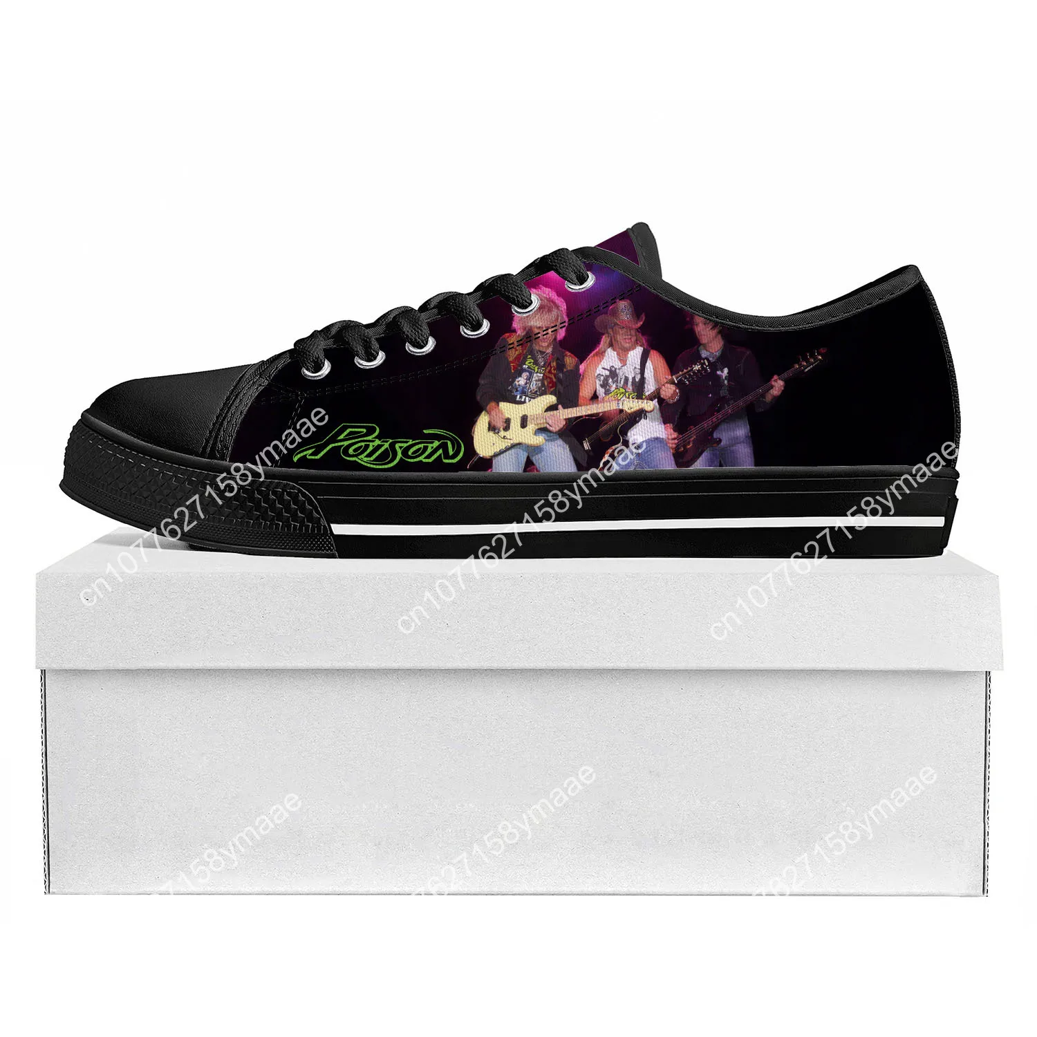 Poison Band Low Top Sneakers Womens Mens Teenager High Quality Sneaker Canvas Casual Custom Made Shoes Customize Shoe Black