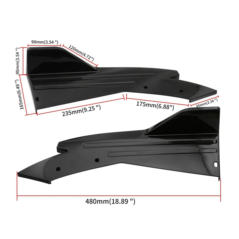 AASS-48Cm protetor de para-choque traseiro canards divisor saia lateral guarda corpo kits capa adesivo acessórios de ajuste de carro