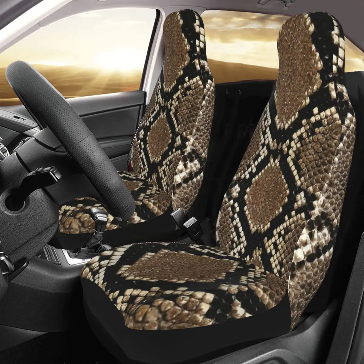 

Snake Skin Car Seat Cover Custom Printing Universal Front Protector Accessories Cushion Set