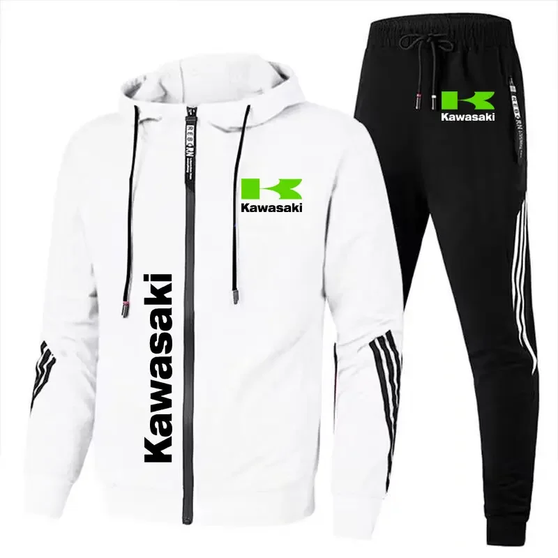 ชุดกางเกงมีฮู้ด Kawasaki-Men's, ชุดทีมรถจักรยานยนต์, เสื้อสเวตเตอร์ซิปแบบลำลอง, กางเกง, ชุดสูท, ชุดเสื้อโค้ทกีฬาปี 2024
