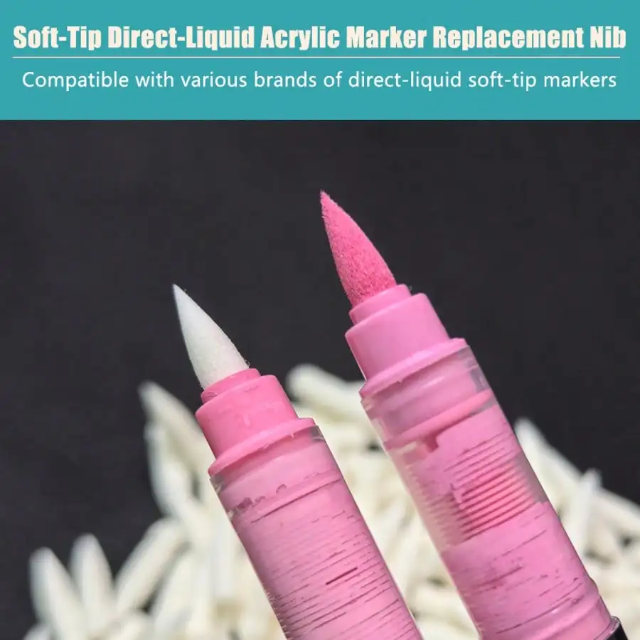 10/30/60/100pcs Soft Tip Replacement for Acrylic Markers, 8101 Series, Universal Fit for Direct Liquid Soft Brush Markers
