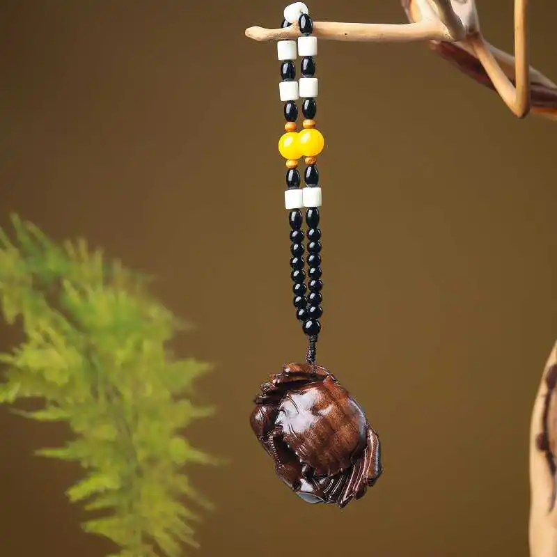 Wood Carving Lucky Crab Hand Pieces Wealth Comes from Every Direction Crafts Men's Portable Plaything Car Pendant Ornaments