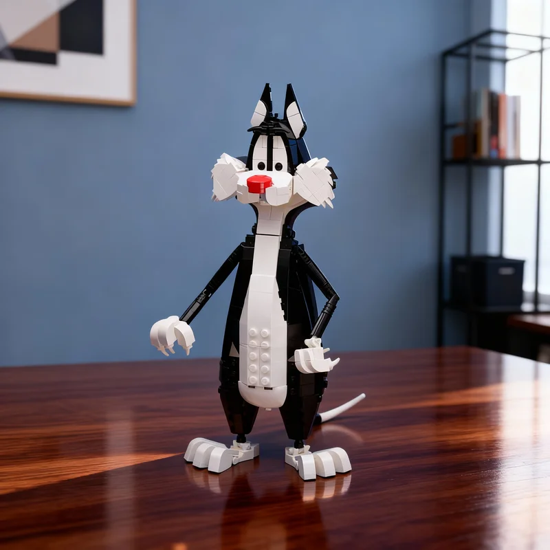 

406 деталей MOC: Модель-конструктор «Кот Сильвестер» для декора комнаты, дома, коллекционный подарок для строителей