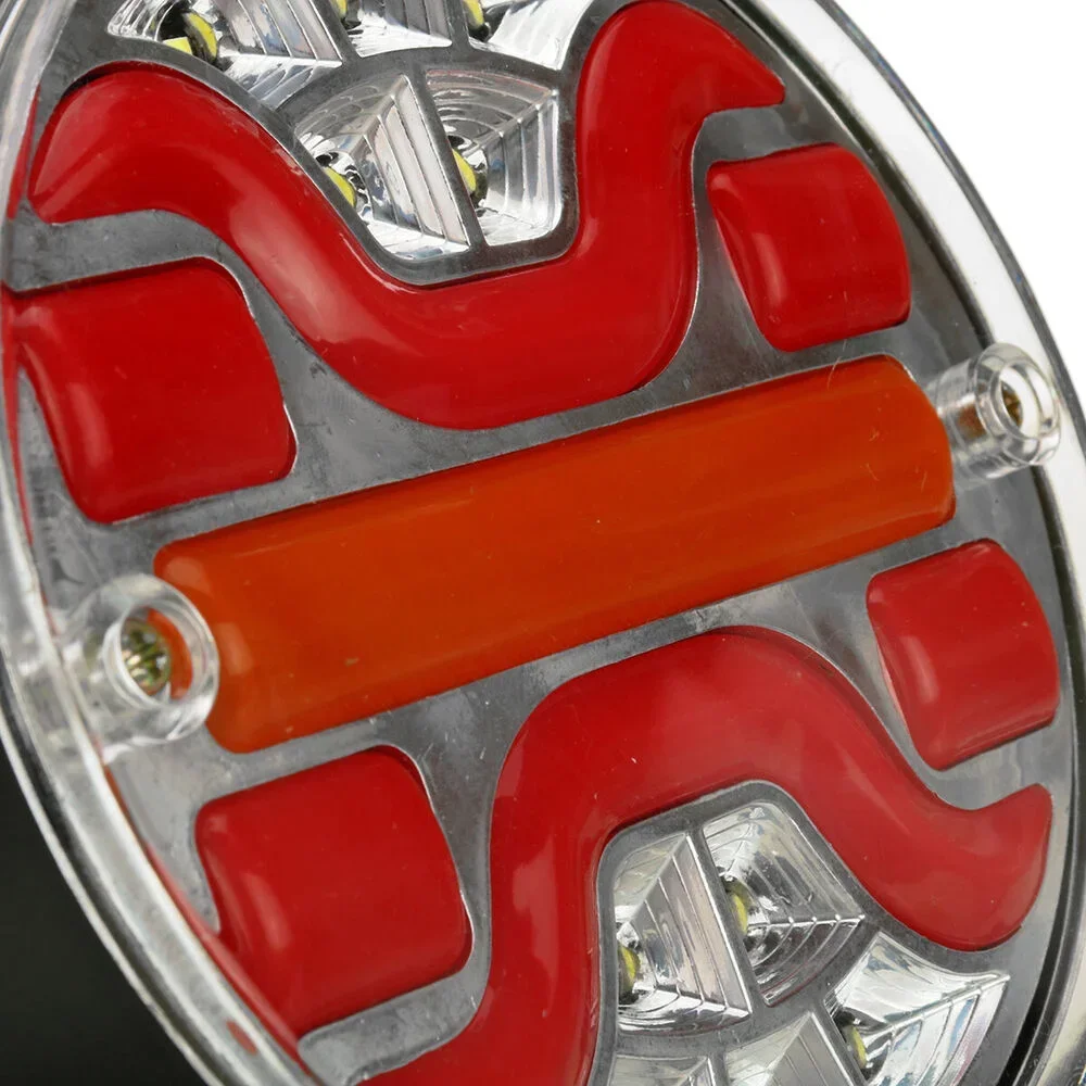 2pcs 12V 24V 5.5"  inch LED Round Dynamic Tail Turn Signal Light Reverse Brake Stop Lamp Truck Trailer Tractor Lorry Van Caravan