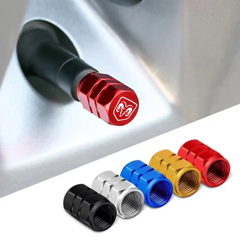 Tapa de válvula de neumático de coche, tapa de vástagos de válvula de neumático de aluminio para Dodge SRT NITRO Durango calibre Viper Coolway CARAVAN JOURNEY, accesorios
