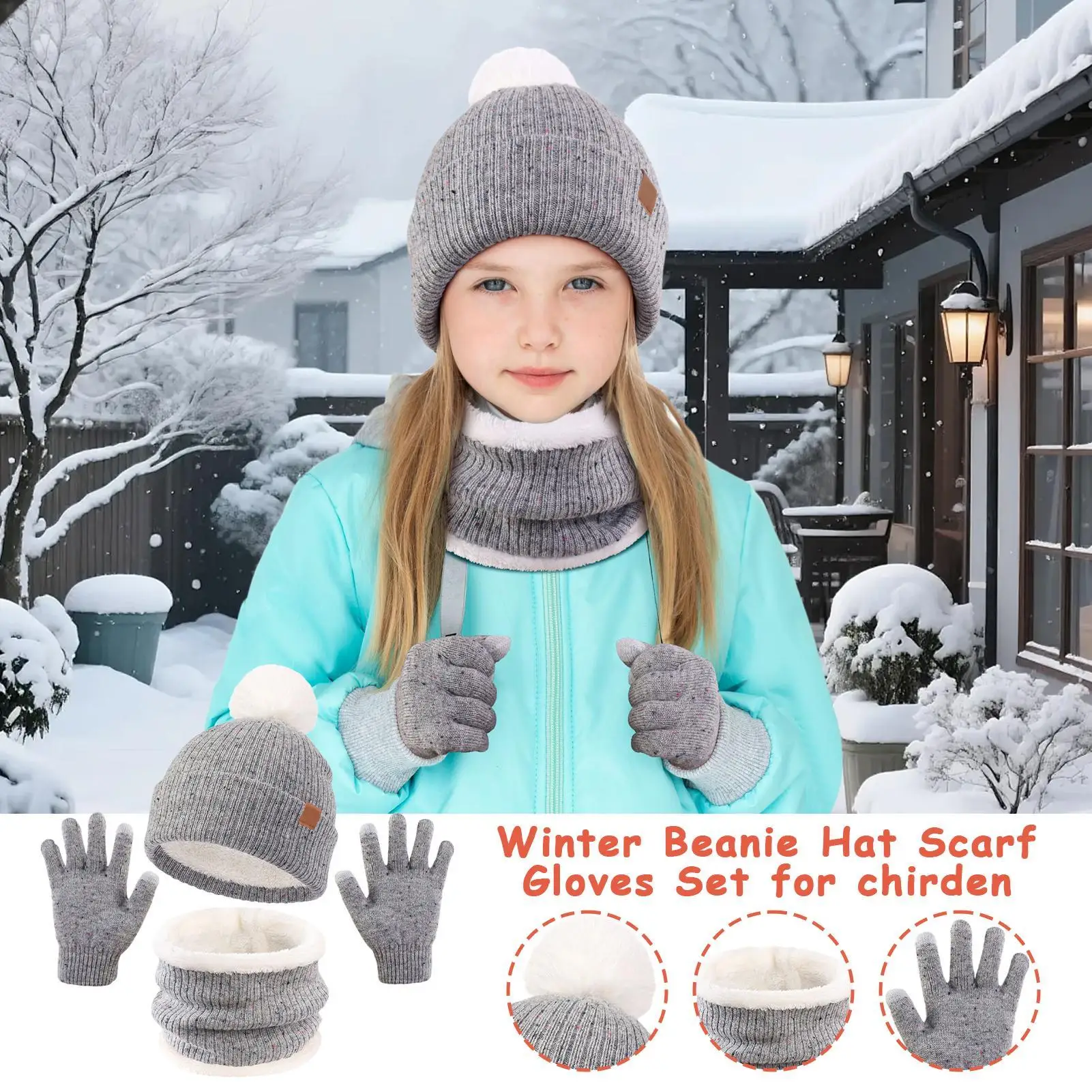 

Шапка, шарф, перчатки, детская вязаная шапка, шарф, перчатки для детей, мягкие термоаксессуары для холодной погоды для приключений, катания на лыжах, катания на коньках