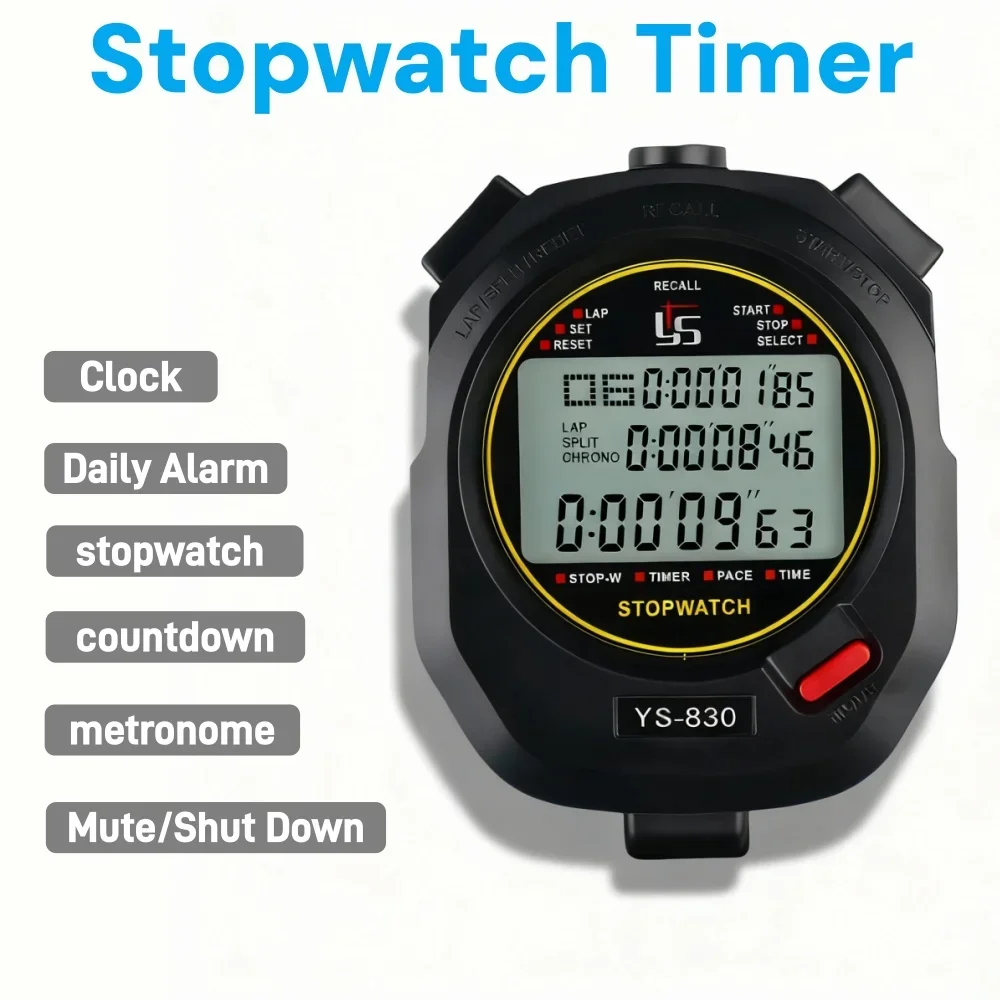 100 Laps Memory Sports Stopwatch, Digital Count Up/Down Timer with Large Display for Track Running, Coaching, Training, Referee