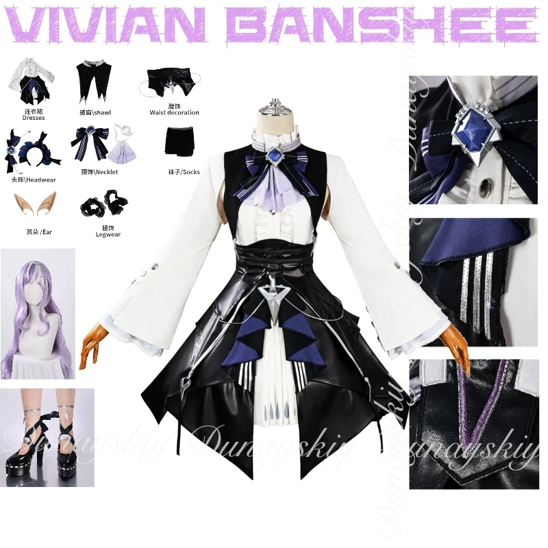 

Zenless Zone Zero Game Vivian Banshee Cosplay Elegant Girl With Lolita Dress With The Classical Parasol Cosplay Costume Full Set