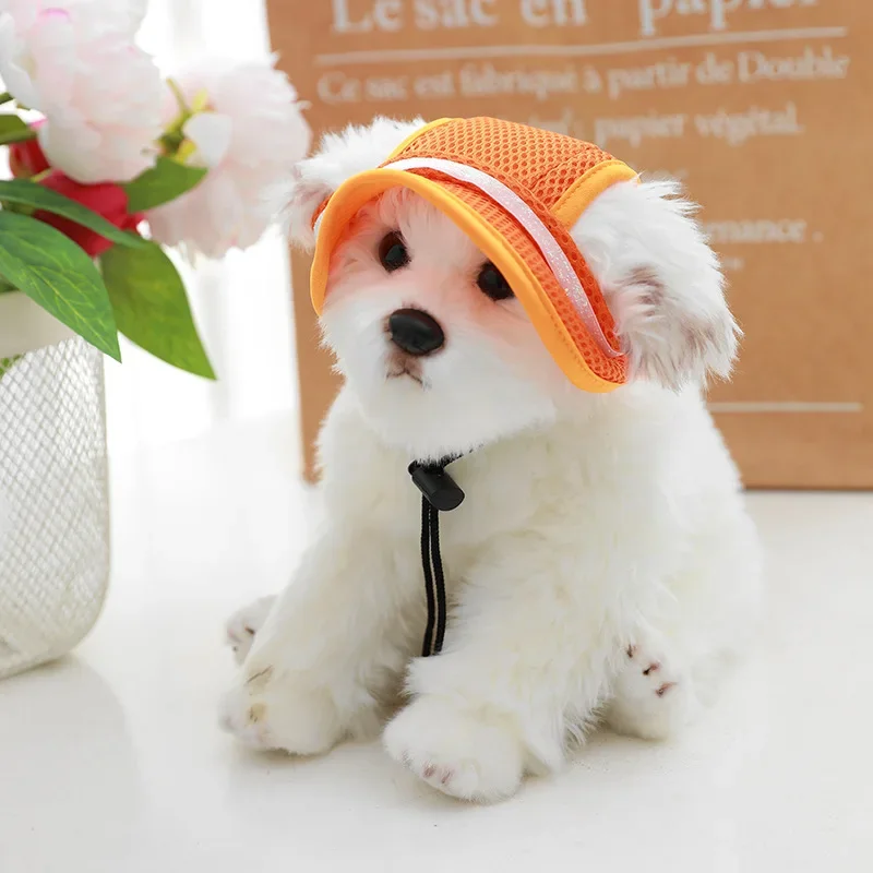 Summer Dog Hats With Ear Holes Pet Cap Round Brim Visor Hat Mesh Breathable Outdoor Dog Sun Cap For Small Dogs Pet Accessories - view 2