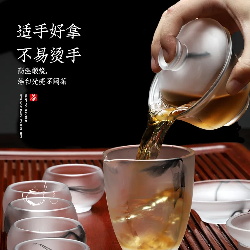 Glass Gaiwan Tureen Tibetan Justice Cup Handmade Heat-resistant Sanca Cover Bowl Kungfu Tea Set Large Maker Ceremony Accessories