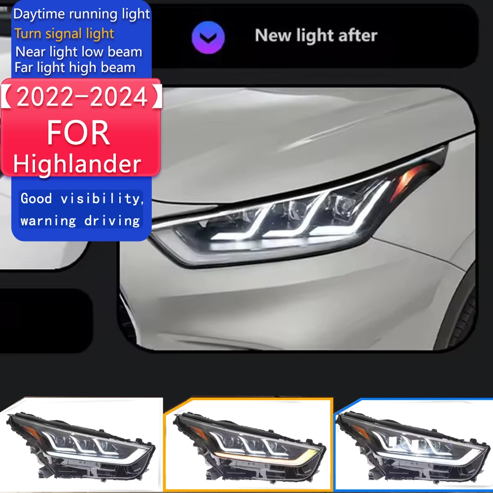 Car Styling Head Lamp for Toyota Highlander Headlights 2022-2024 New Kluger LED Headlight DRL Hid Bi Xenon Auto Accessories
