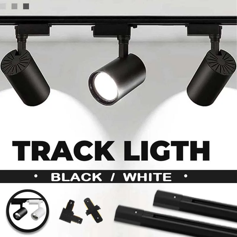 LED Track Light 220V Fixture Led Track Lamp Set Spot Lighting Fixture COB Spotlight Rail 12/20/30/40W For Store Kitchen Indoor